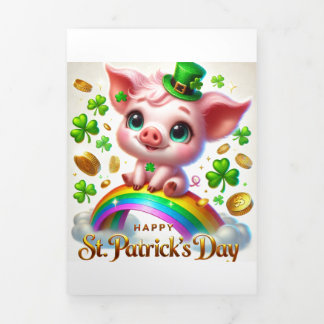 Cute St Patrick's Day card with Festive Piggy
