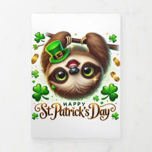 Cute St Patrick's Day card with Festive Sloth