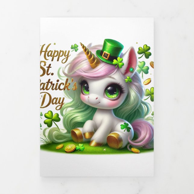 Cute St Patrick's Day card with Festive Unicorn  (Cover)
