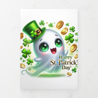 Cute St Patrick's Day card with Ghost 