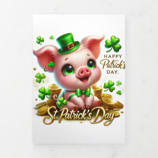 Cute St Patrick's Day card with piggy
