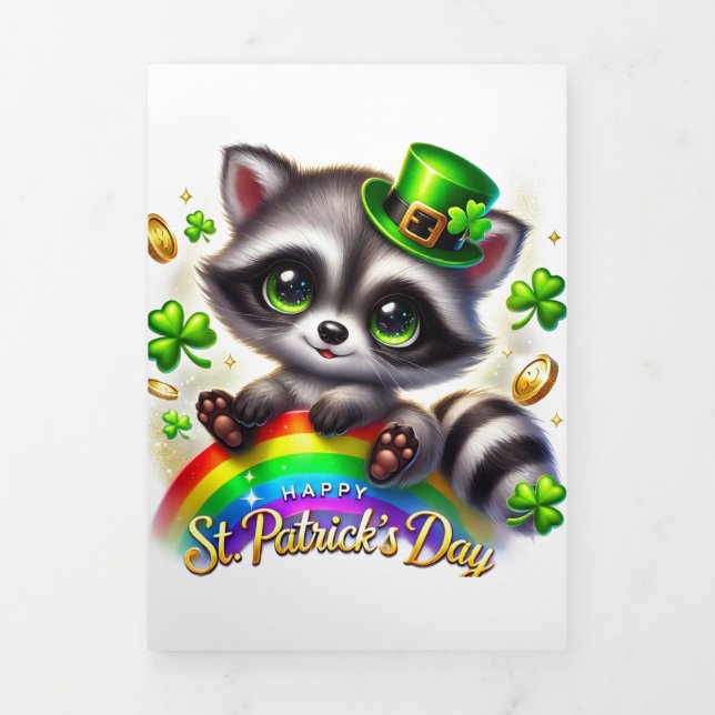 Cute St Patrick's Day card with Raccoon  (Cover)