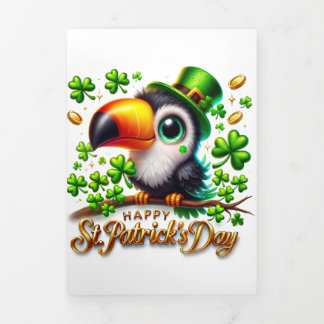 Cute St Patricks Day card with Toucan 