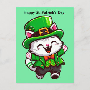 Cute St. Patrick's Day Cat post card