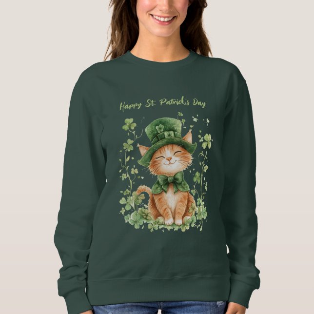 Cute St. Patrick's Day Cat Sweatshirt  (Front)