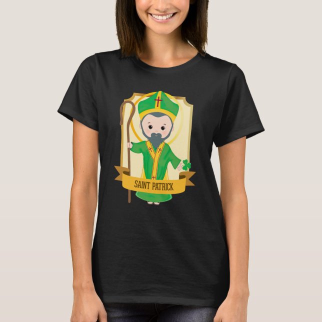 Cute St Patricks Day Catholic Women Kids Girls Iri T-Shirt (Front)