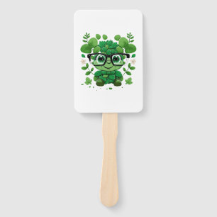 cute st Patricks day cute shamrock wherein glasses Hand Fan