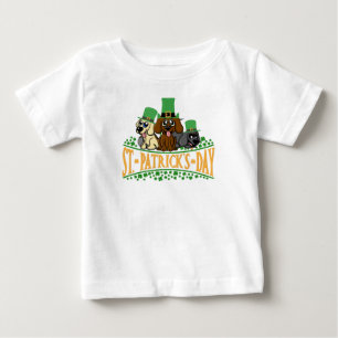 Cute St Patrick's Day Dogs Leprechaun Hat Shamrock Baby T-Shirt