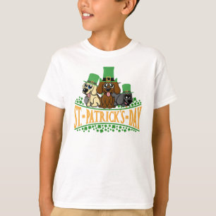 Cute St Patrick's Day Dogs Leprechaun Hat Shamrock T-Shirt