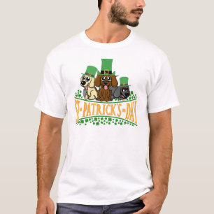 Cute St Patrick's Day Dogs Leprechaun Hat Shamrock T-Shirt