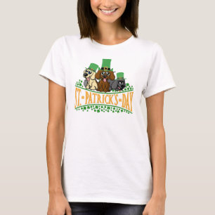 Cute St Patrick's Day Dogs Leprechaun Hat Shamrock T-Shirt