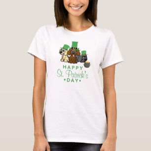 Cute St. Patrick's Day Dogs Leprechaun Hats Puppy T-Shirt