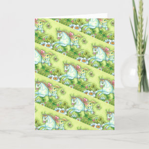 CUTE ST. PATRICK'S DAY FLYING IRISH PONY, FAIRY HOLIDAY CARD
