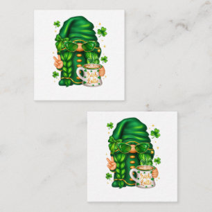 Cute St Patricks Day Gnome Drinking Coffee Enclosure Card