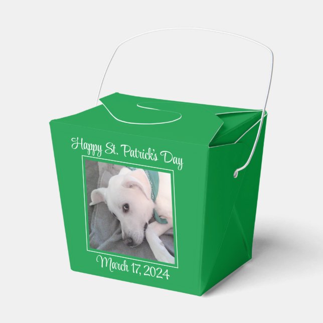 Cute St. Patrick's Day Green Lazy Dog Favour Box (Front Side)