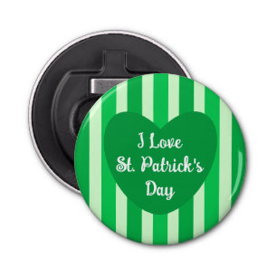 Cute St. Patrick's Day Green Striped Simple Bottle Opener
