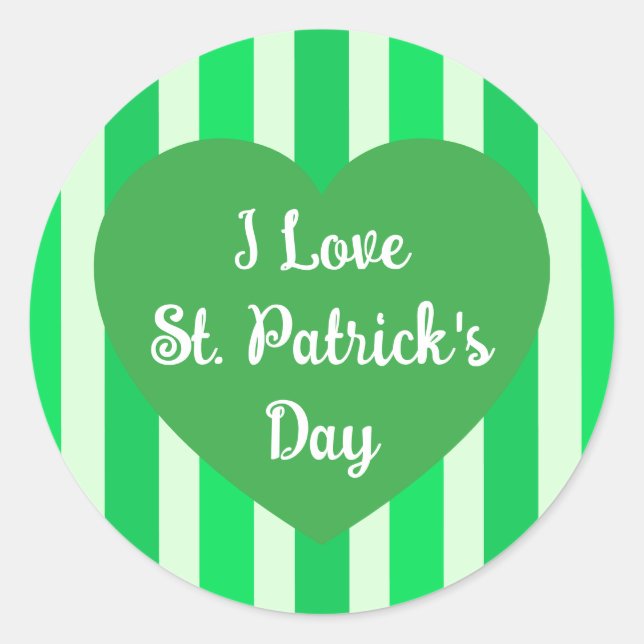 Cute St. Patrick's Day Green Striped Simple Classic Round Sticker (Front)