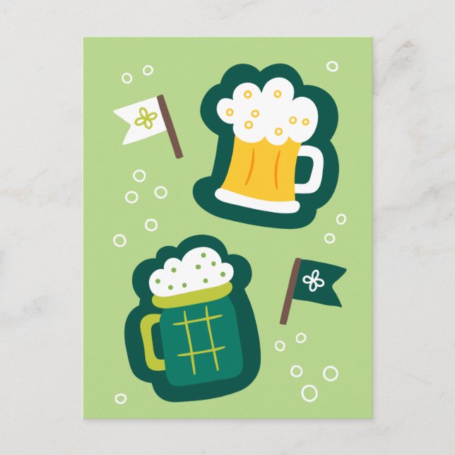 Cute St. Patrick's Day Have a Drink on Us Postcard (Front)