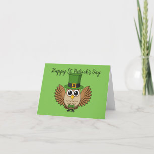 Cute St Patrick's Day Owl Cartoon   Add Text Card