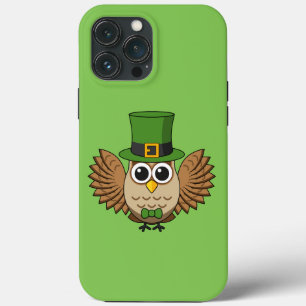 Cute St Patrick's Day Owl Cartoon iPhone 13 Pro Max Case
