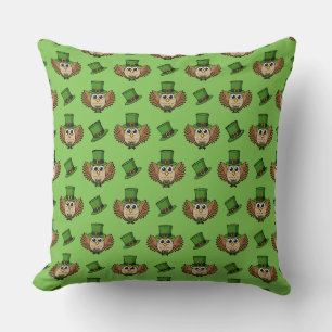 Cute St Patrick's Day Owl Cartoon Cushion