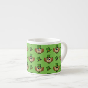 Cute St Patrick's Day Owl Cartoon Espresso Cup
