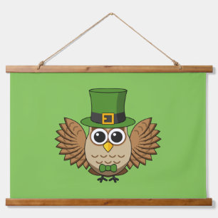 Cute St Patrick's Day Owl Cartoon Hanging Tapestry