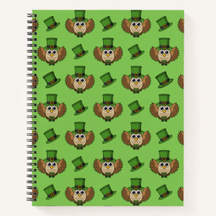 Cute St Patrick's Day Owl Cartoon Notebook