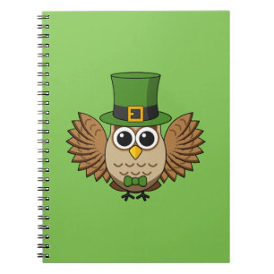 Cute St Patrick's Day Owl Cartoon Notebook