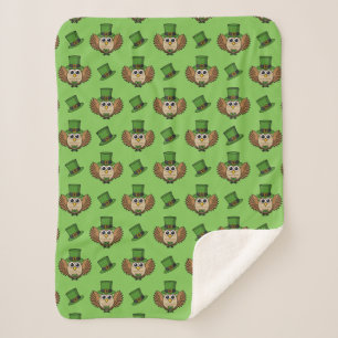 Cute St Patrick's Day Owl Cartoon Sherpa Blanket