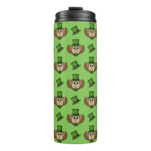 Cute St Patrick's Day Owl Cartoon Thermal Tumbler