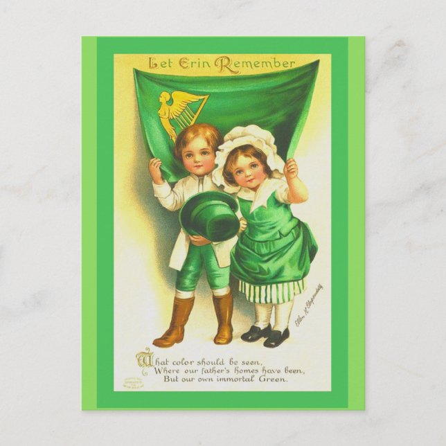 Cute St. Patrick's Day Postcard Vintage Kids (Front)