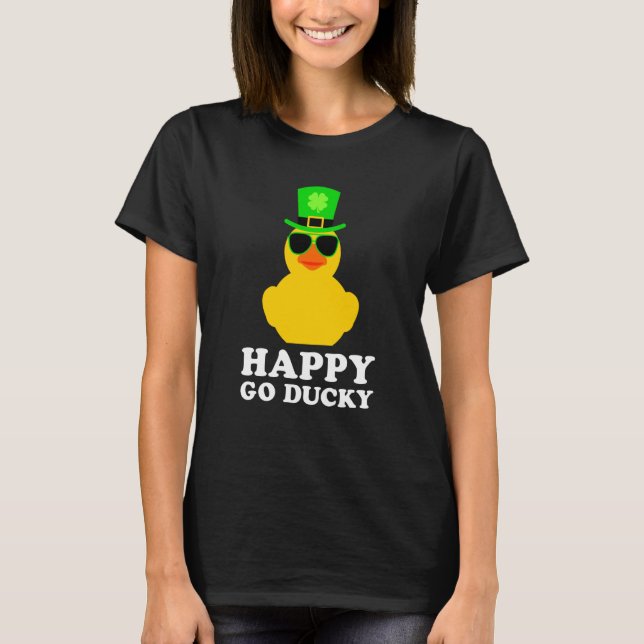Cute St Patrick's Day Rubber Duck Sunglasses Hat P T-Shirt (Front)