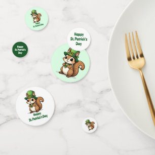 Cute St. Patrick's Day Squirrel with Green Hat Confetti