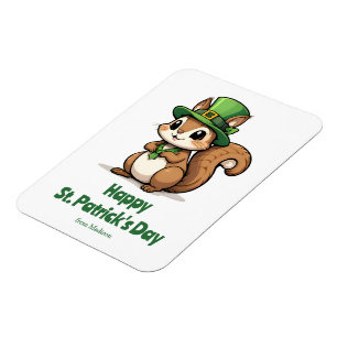 Cute St. Patrick's Day Squirrel with Green Hat Magnet