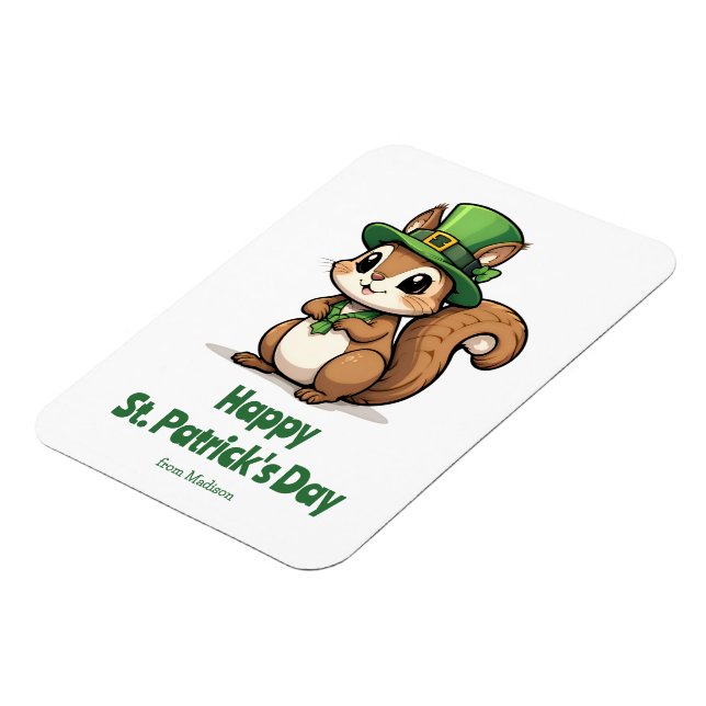 Cute St. Patrick's Day Squirrel with Green Hat Magnet (Left Side)