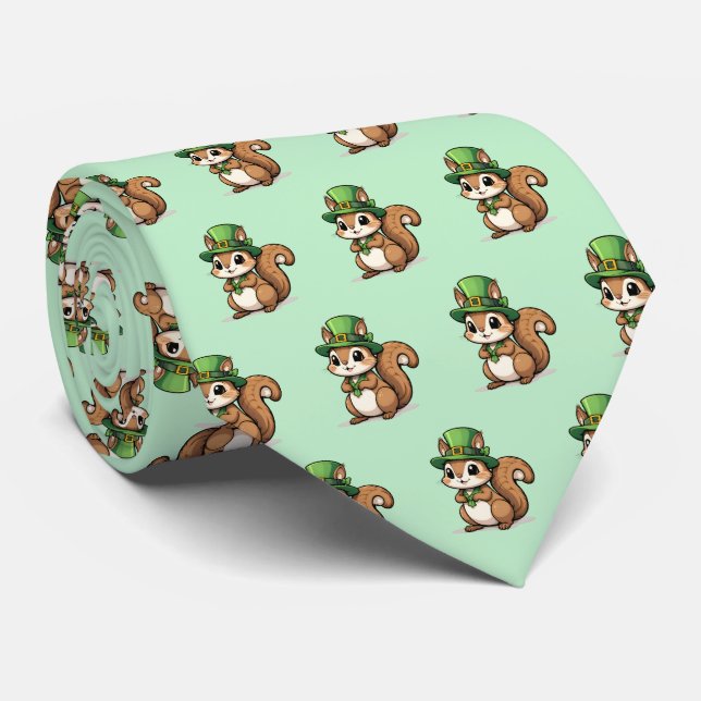 Cute St. Patrick's Day Squirrel With Green Hat Tie (Rolled)