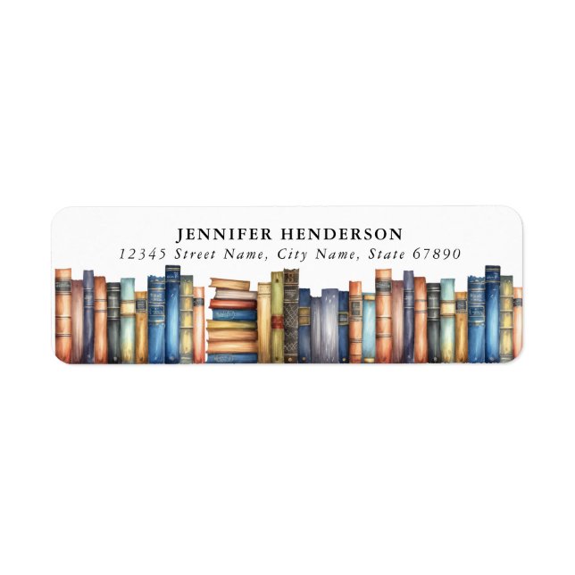 Cute Stack of Books Return Address Labels (Front)