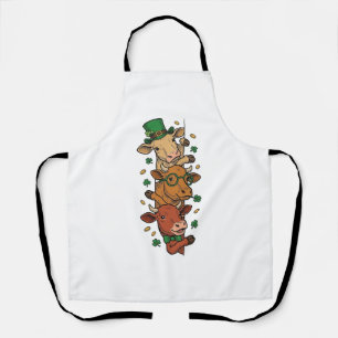 Cute Stacked Cows St Patrick Vintage Engraving Des Apron