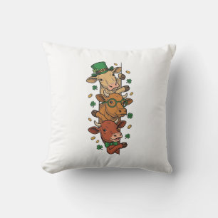 Cute Stacked Cows St Patrick Vintage Engraving Des Cushion