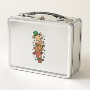 Cute Stacked Cows St Patrick Vintage Engraving Des Metal Lunch Box