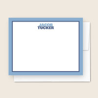 Cute Stacked Name 2-Tone Blue Border Stationery