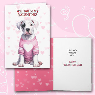 Cute Staffordshire Puppy Dog in Sweater Valentine Holiday Card