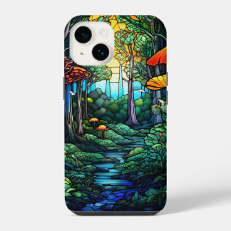 cute stained glass fantasy forest iPhone 14 case