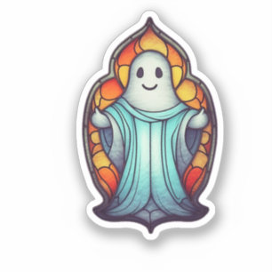 Cute Stained Glass Ghost Colorful Custom Cut 