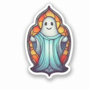 Cute Stained Glass Ghost Colourful Custom Cut 