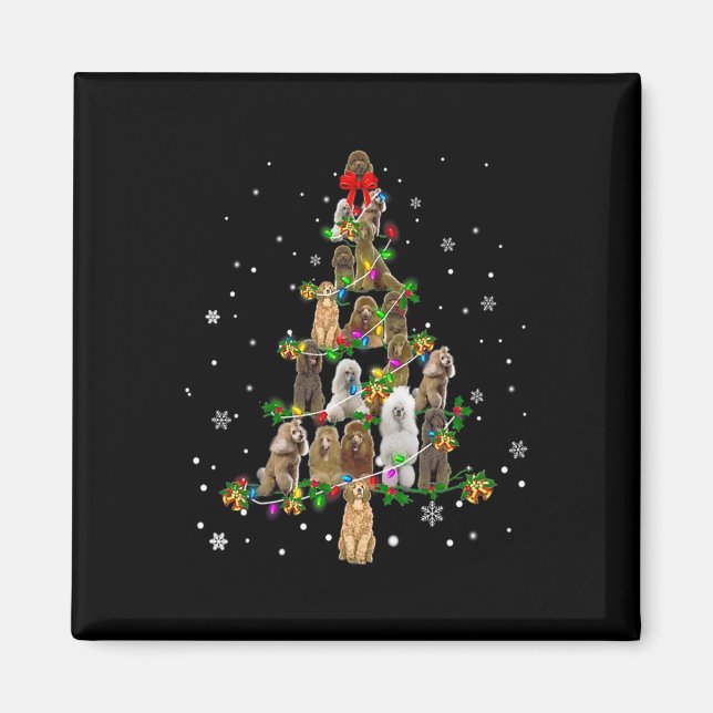 Cute Standard Poodle Dog Christmas Tree Gift Decor Magnet (Front)