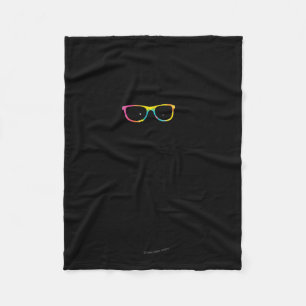 Cute Standing Hipster Bunny Tie Dye Glasses Rabbit Fleece Blanket