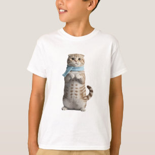 Cute Standing Scarf Cat Kids T-Shirt