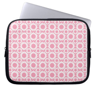 Cute Star Flowers Pattern Pink and White Laptop Sleeve